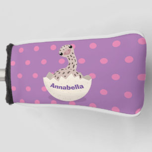 Cute hatching baby ostrich cartoon illustration golf head cover