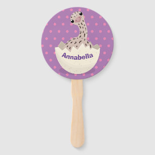 Cute hatching baby ostrich cartoon illustration hand fan