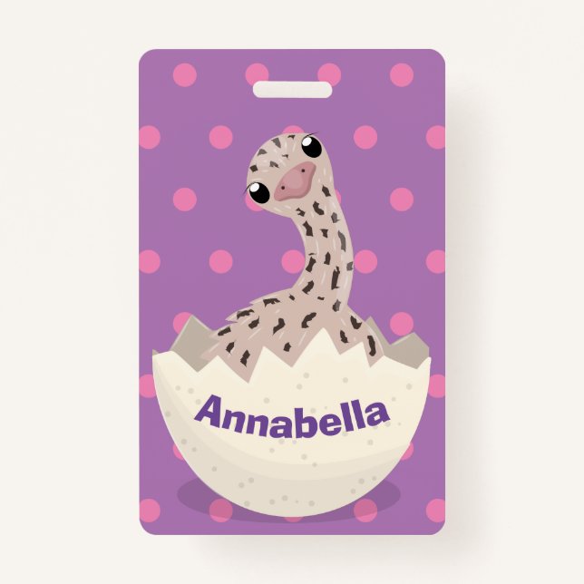 Cute hatching baby ostrich cartoon illustration ID badge (Front)