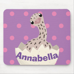 Cute hatching baby ostrich cartoon illustration mouse pad