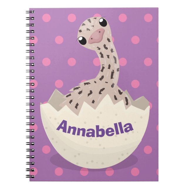 Cute hatching baby ostrich cartoon illustration notebook (Front)