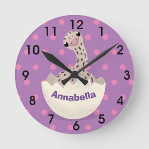 Cute hatching baby ostrich cartoon illustration round clock