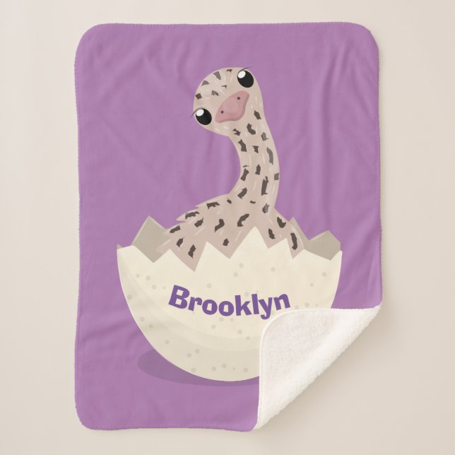 Cute hatching baby ostrich cartoon illustration sherpa blanket (Front)