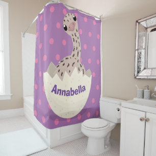 Cute hatching baby ostrich cartoon illustration shower curtain