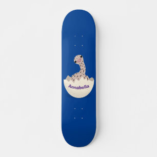 Cute hatching baby ostrich cartoon illustration skateboard
