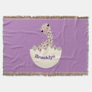 Cute hatching baby ostrich cartoon illustration throw blanket