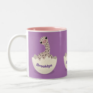 Cute hatching baby ostrich cartoon illustration Two-Tone coffee mug