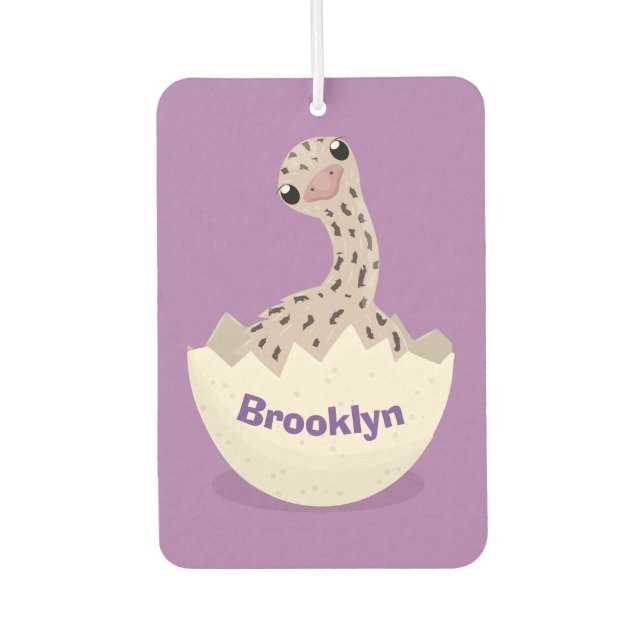 Cute hatching baby ostrich illustration car air freshener (Front)