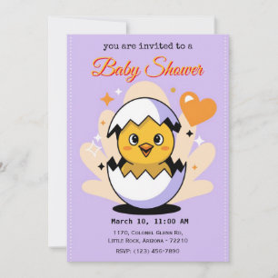 Cute Hatching Chick Baby Shower Invitation Design