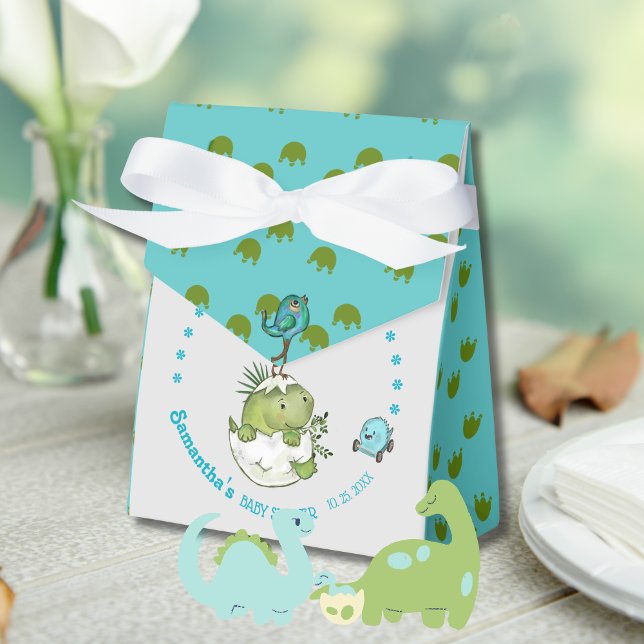Cute Hatching Dino Baby Shower Favour Box (Cute Hatching Dino Baby Shower Favor Boxes)