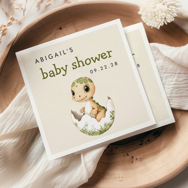 Cute Hatching Dinosaur Baby Shower Napkin (Creator Uploaded)