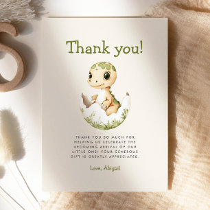 Cute Hatching Dinosaur Baby Shower Thank You Card