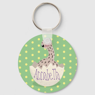 Cute hatching ostrich chick cartoon illustration key ring