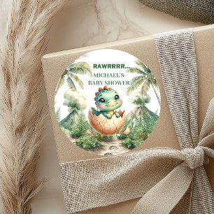 Cute Hatching Soon Baby Dino Shower Stickers