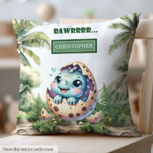 Cute Hatching Soon Baby Dinosaur Personalised Cushion