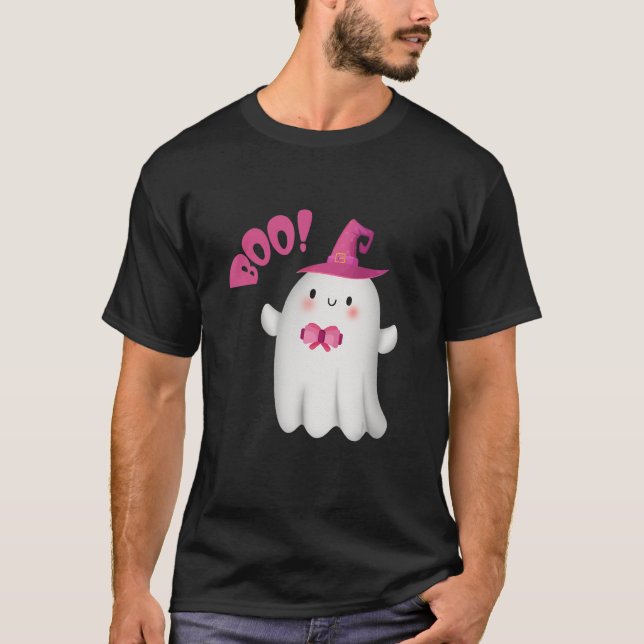 Cute Haunted Ghost Halloween Horror  Halloween T-Shirt (Front)