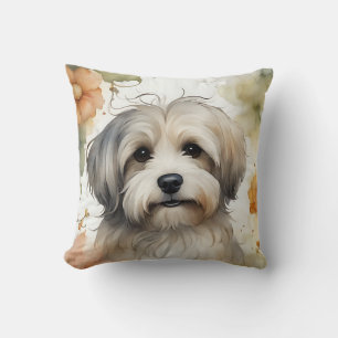 Cute Havanese Dog in Watercolor  Cushion