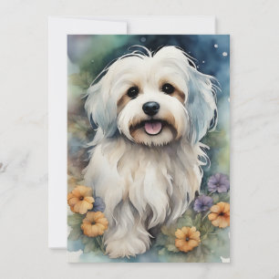 Cute Havanese Dog in Watercolor  Invitation