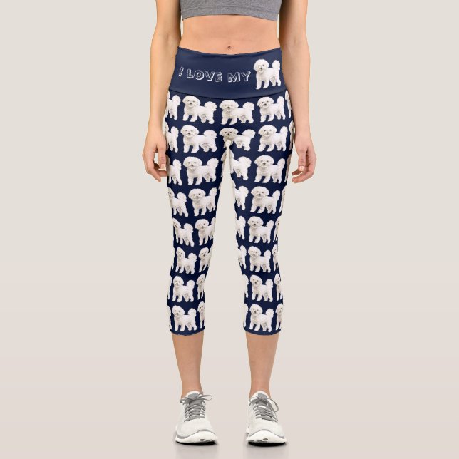 Cute havanese maltese bichon shih tzu dogs lovers capri leggings (Front)