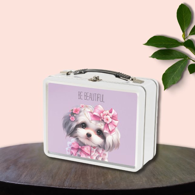 Cute Havanese puppy dog art Metal Lunch Box (Creator Uploaded)