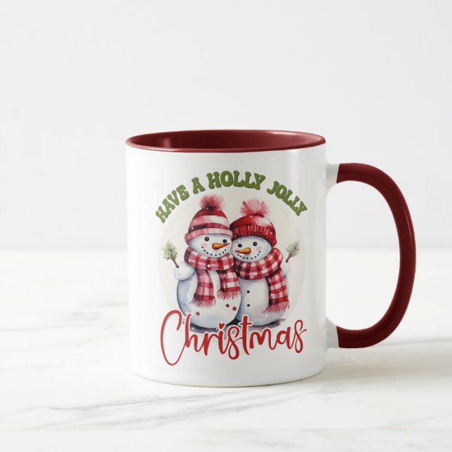 Cute Have A Holly Jolly Christmas/Snowmen Mug (Right)