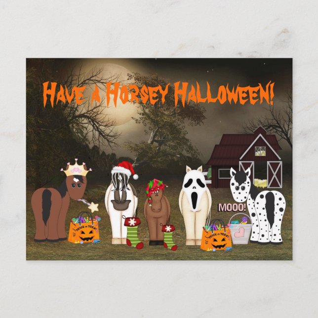 Cute Have a Horsey Halloween Horse Holiday Postcard (Front)