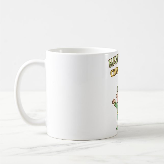 Cute Have A Jolly Christmas Elf Doodle Coffee Mug (Left)
