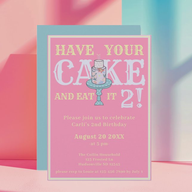 Cute Have Your Cake Funny Second Birthday Invitation (Creator Uploaded)