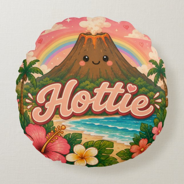 Cute Hawaii kawaii circle pillow (Front)