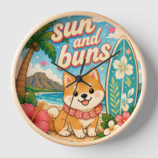 Cute Hawaii kawaii circle pillow Clock