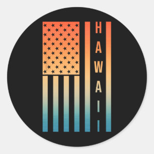 Cute Hawaiian Art For Men Women Surfing Hawaii Sum Classic Round Sticker