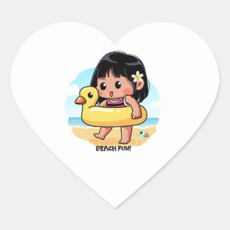 Cute Hawaiian Beach Day  Heart Sticker