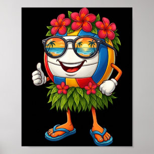 Cute Hawaiian Beach Volleyball Tropical Summer Poster