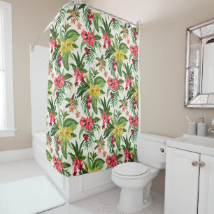 Cute Hawaiian Colourful Flowers Shower Curtain