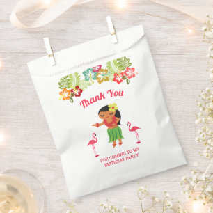 Cute Hawaiian Hula Girl Luau Birthday Party Favour Bag
