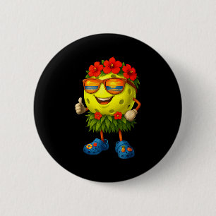 Cute hawaiian pickleball ball tropical beach 6 cm round badge