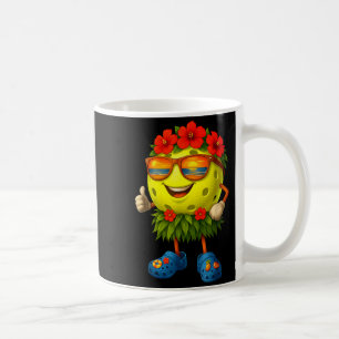 Cute hawaiian pickleball ball tropical beach coffee mug