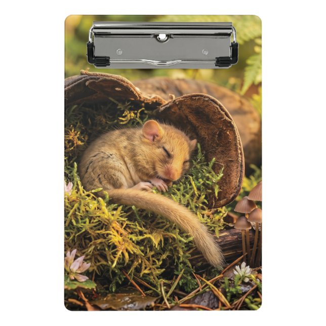 Cute Hazel Dormouse Sleeping Inside a Leather Boot Mini Clipboard (Front)