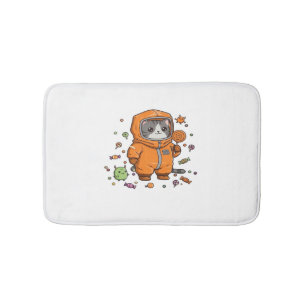 Cute Hazmat Cat Halloween Candy Monster Fun Oversi Bath Mat