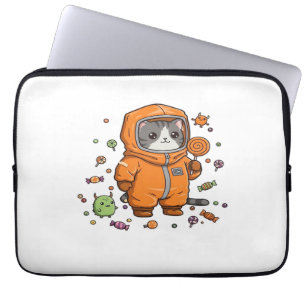 Cute Hazmat Cat Halloween Candy Monster Fun Oversi Laptop Sleeve