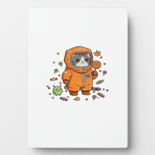 Cute Hazmat Cat Halloween Candy Monster Fun Oversi Plaque