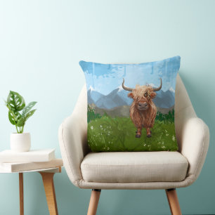 Cute Heads and Tails Highland Cow Cushion
