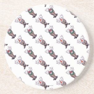 Cute Heads and Tails Reindeer Pattern Coaster