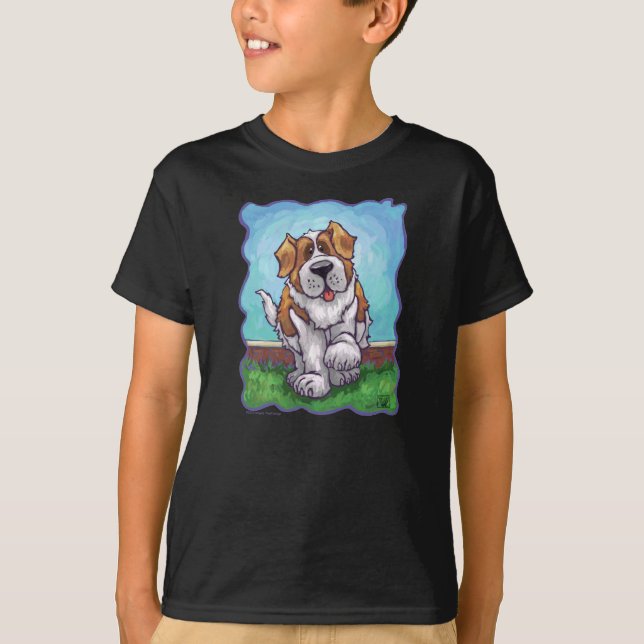 Cute Heads and Tails St. Bernard Kids T-Shirts (Front)