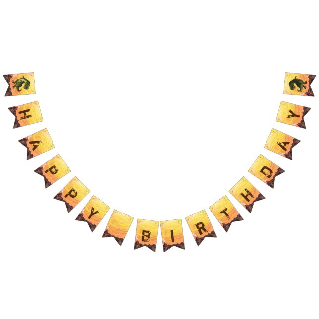 Cute Heads and Tails T-Rex Birthday Party Banner (All)