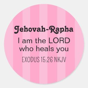 Cute Healing Bible Verse Striped Pink Christian Classic Round Sticker