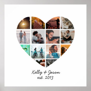 Cute Heart 14 Photo Collage Love Family Poster