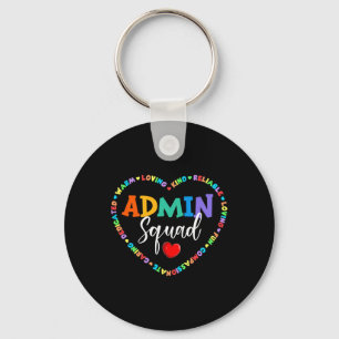Cute Heart Admin Squad Fun First Day of School  Key Ring