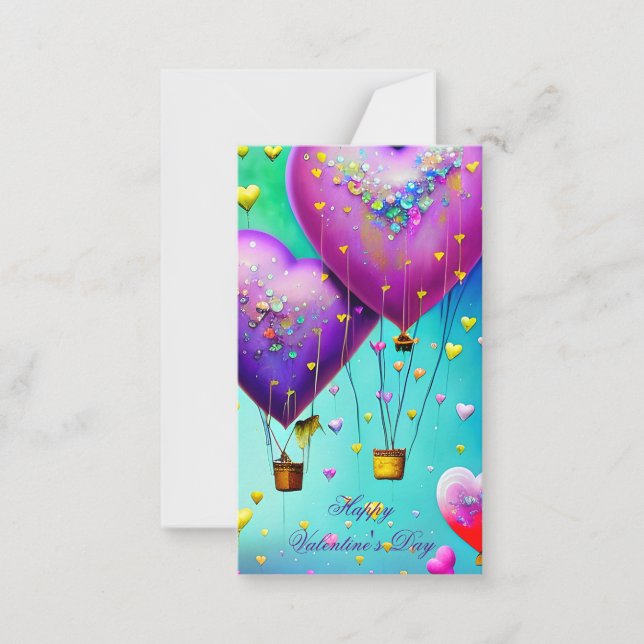 Cute heart air balloons kids valentine  card (Front)