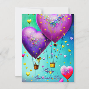 Cute heart air balloons kids valentine holiday card